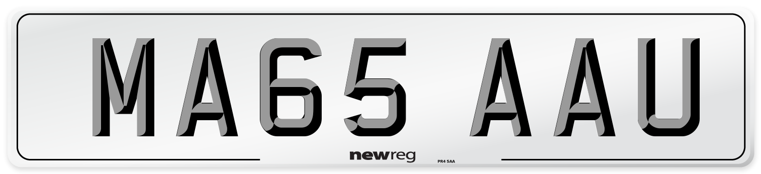 MA65 AAU Number Plate from New Reg